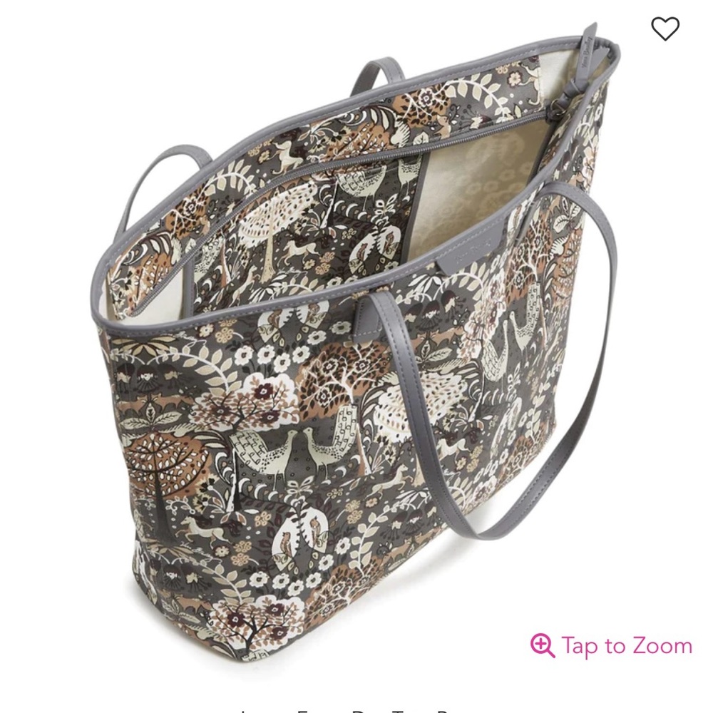 Vera Bradley large coated canvas tote.  Enchantment neutral pattern